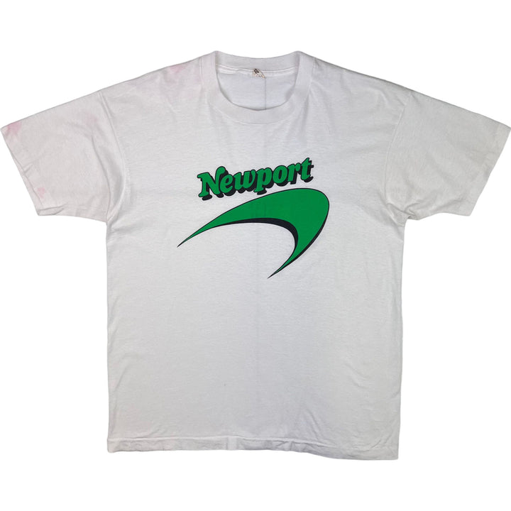 Vintage 80's Newport Cigarettes Logo Graphic T-Shirt Screen Stars White Green
