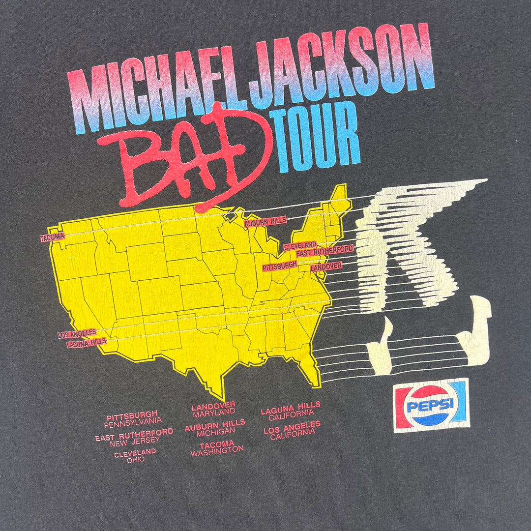 Vintage 1988 Michael Jackson Bad World Tour Single Stitch T-shirt Black Rare