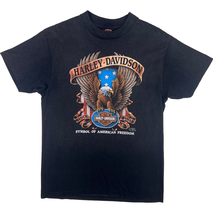 Vintage 1991 3D Emblem Harley-Davidson Symbol of American Freedom Single Stitch T-Shirt Black Rare