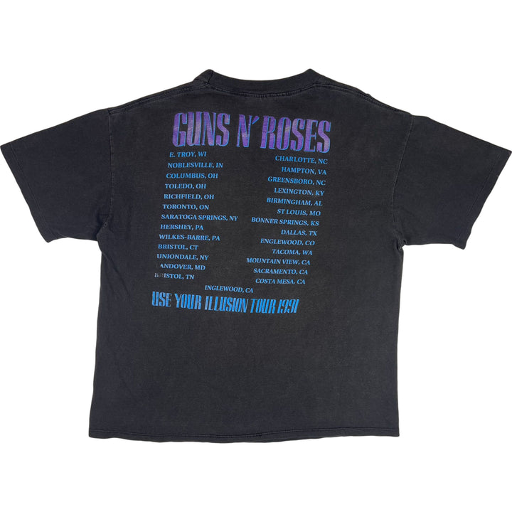 Vintage 1991 Guns N' Roses Use Your Illusion 2 Tour Graphic T-shirt Brockum Black Rare
