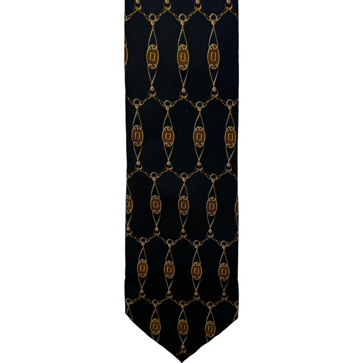 Fendi Patterned Silk Tie Black