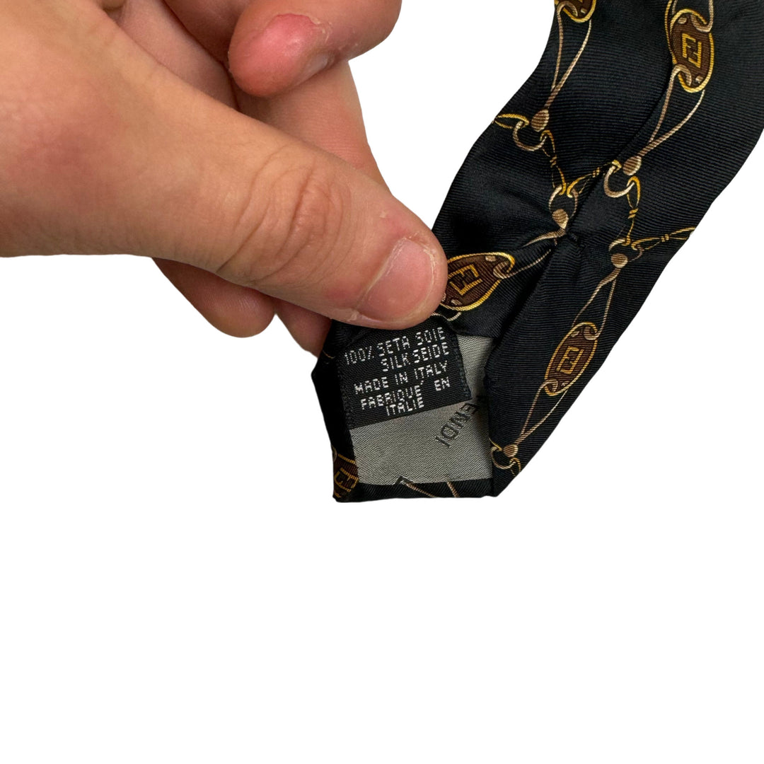 Fendi Patterned Silk Tie Black