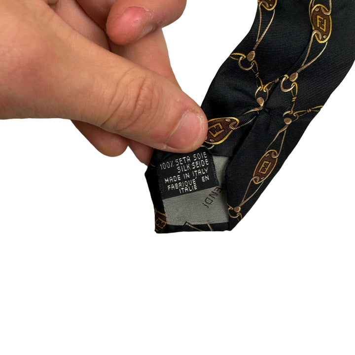 Fendi Patterned Silk Tie Black