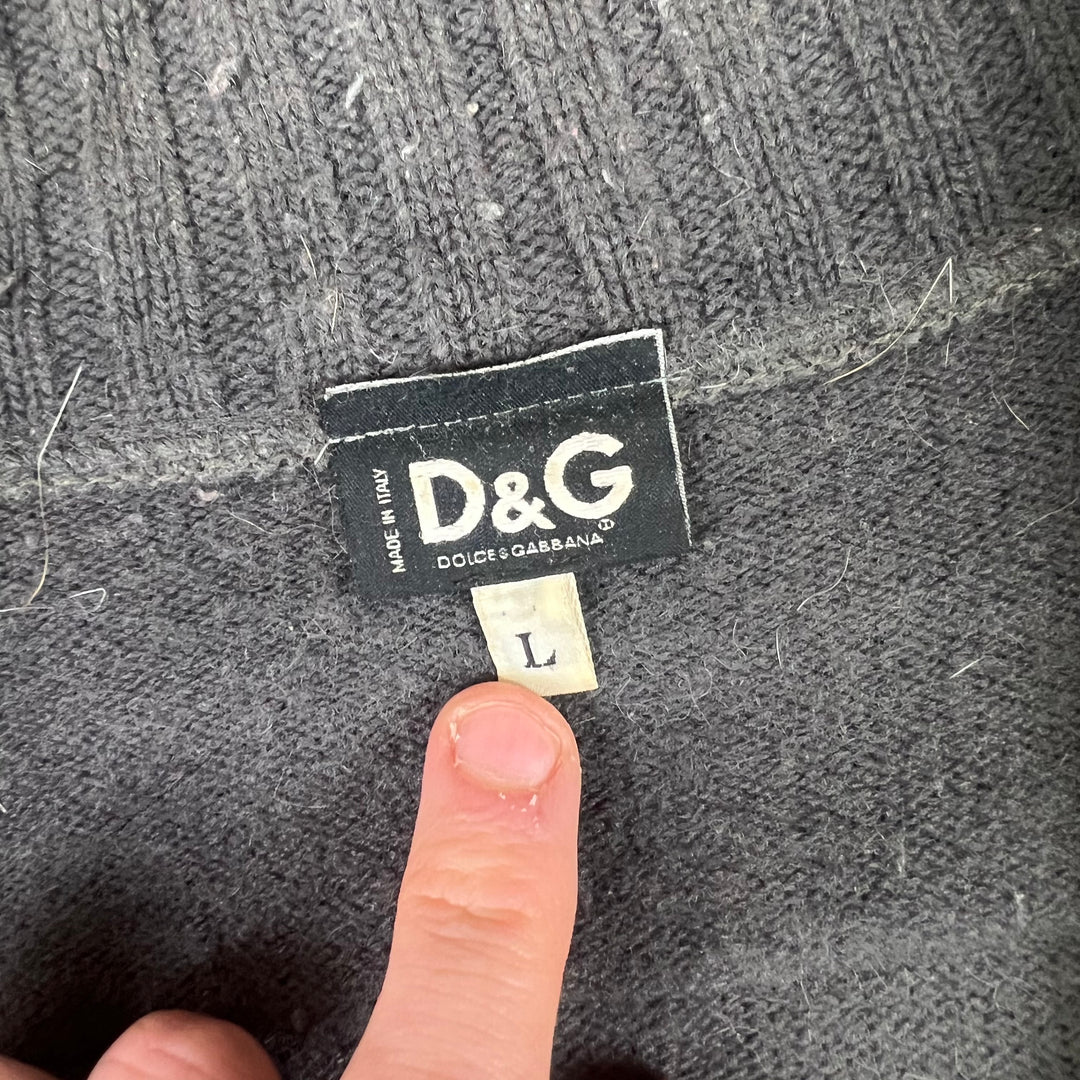 Vintage Dolce & Gabbana Zip-Up Knit Sweater Grey