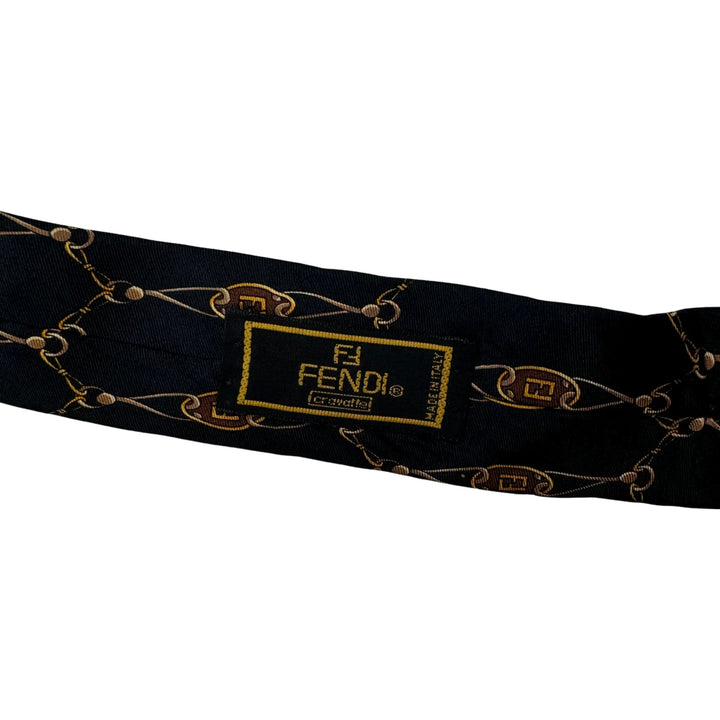 Fendi Patterned Silk Tie Black