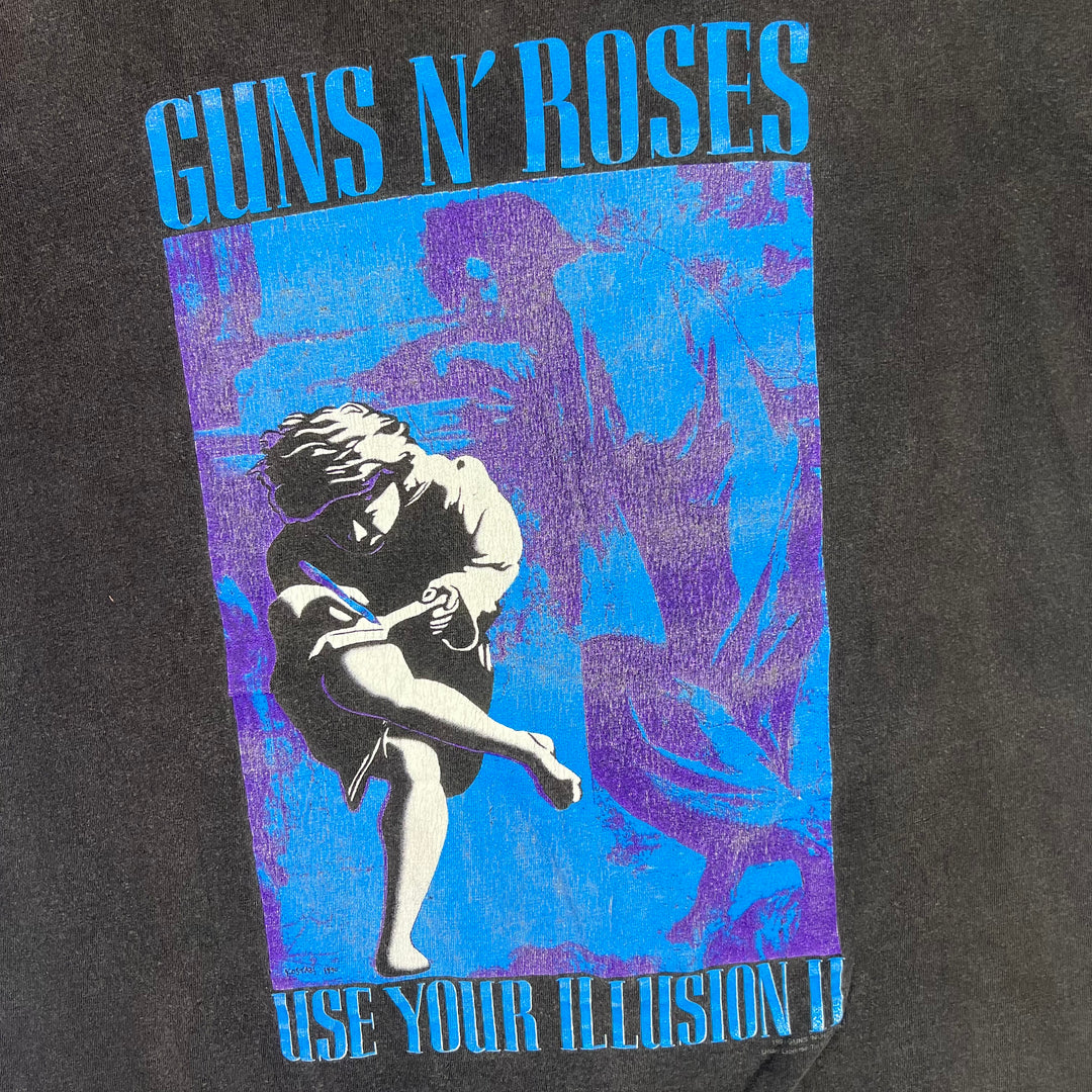 Vintage 1991 Guns N' Roses Use Your Illusion 2 Tour Graphic T-shirt Brockum Black Rare