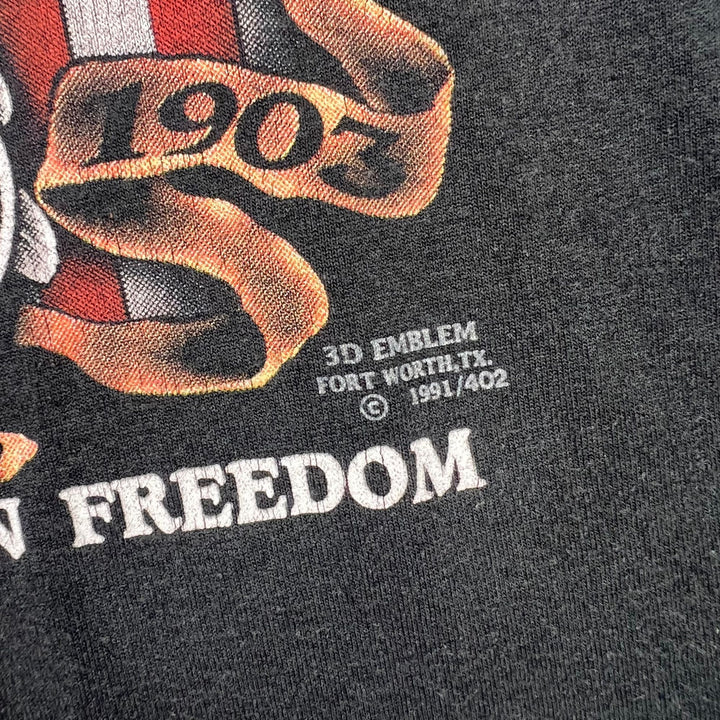 Vintage 1991 3D Emblem Harley-Davidson Symbol of American Freedom Single Stitch T-Shirt Black Rare