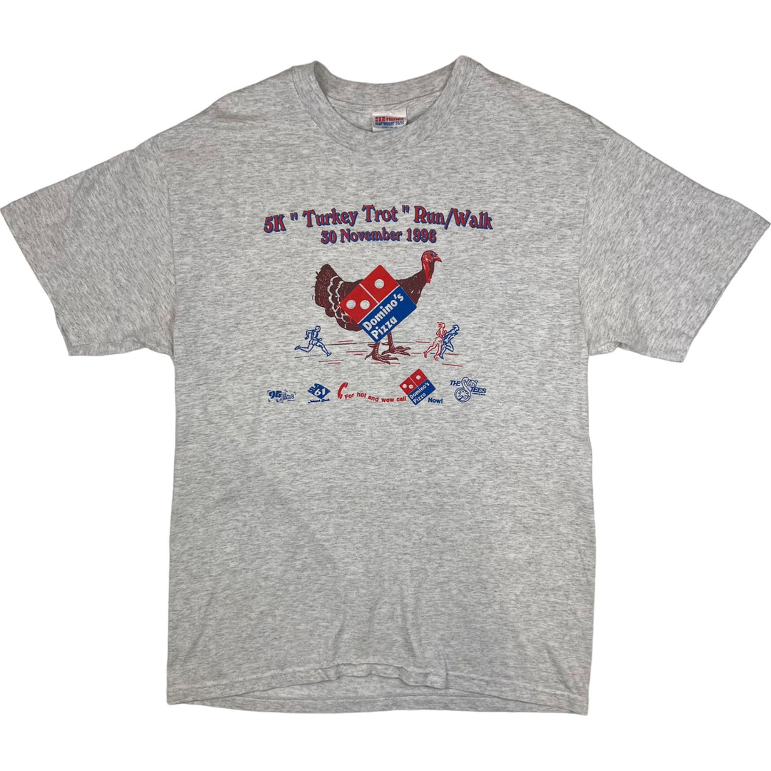 Vintage 1996 Domino's Pizza Turkey Trot Hanes Heavyweight Graphic T-shirt Grey