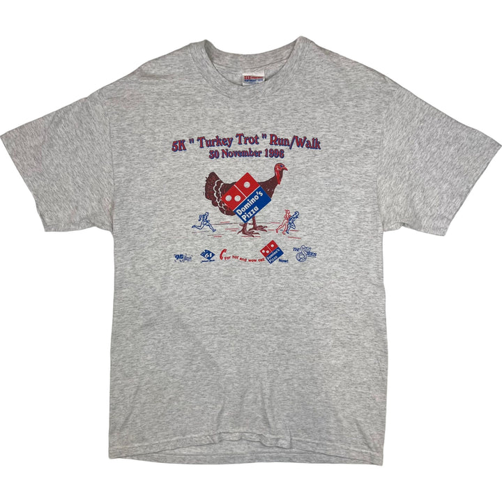 Vintage 1996 Domino's Pizza Turkey Trot Hanes Heavyweight Graphic T-shirt Grey