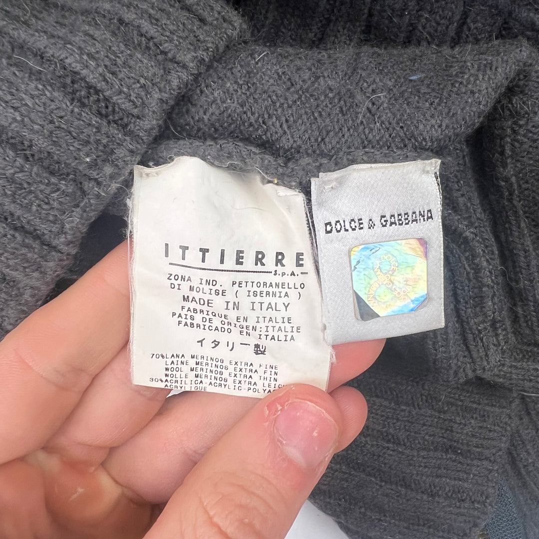 Vintage Dolce & Gabbana Zip-Up Knit Sweater Grey
