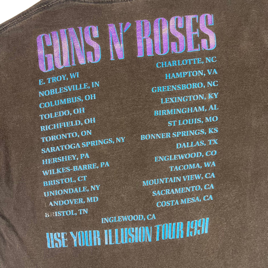 Vintage 1991 Guns N' Roses Use Your Illusion 2 Tour Graphic T-shirt Brockum Black Rare