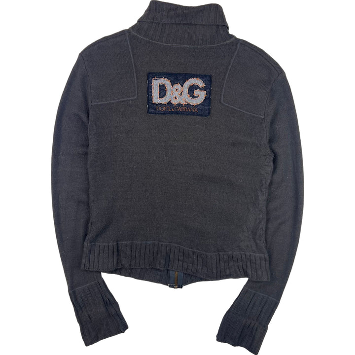Vintage Dolce & Gabbana Zip-Up Knit Sweater Grey