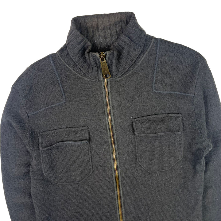 Vintage Dolce & Gabbana Zip-Up Knit Sweater Grey