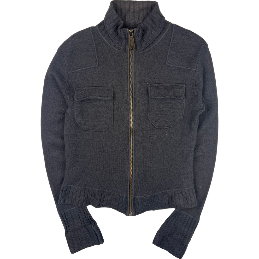 Vintage Dolce & Gabbana Zip-Up Knit Sweater Grey