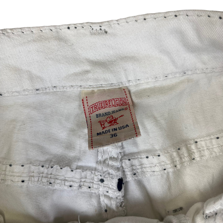 True Religion Contrast Stitch White Embroidered Jeans