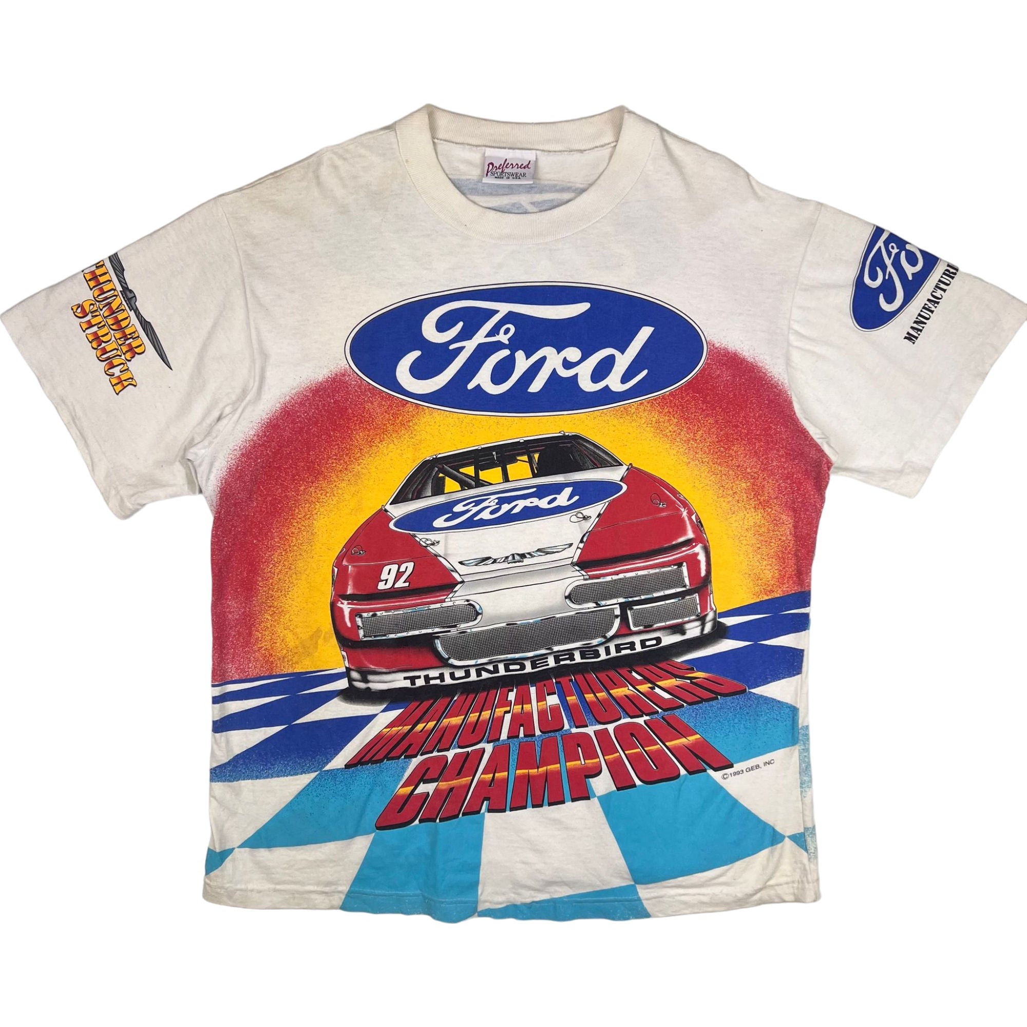 Vintage 1993 Ford Thunderbird NASCAR Manufacturers Champion Graphic T-shirt  Rare