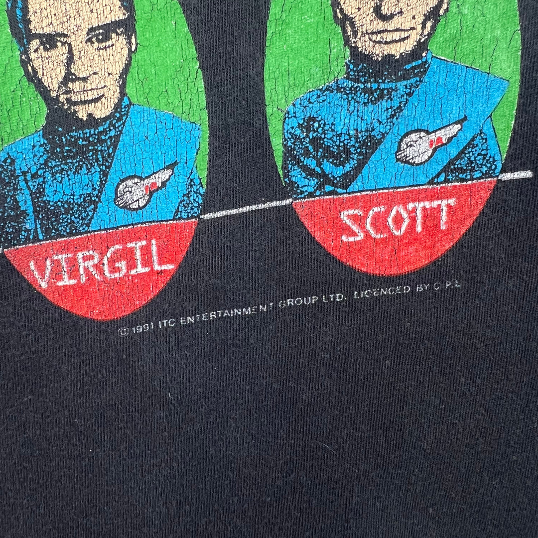 Vintage 1991 Thunderbirds Are Go Single Stitch T-shirt Black