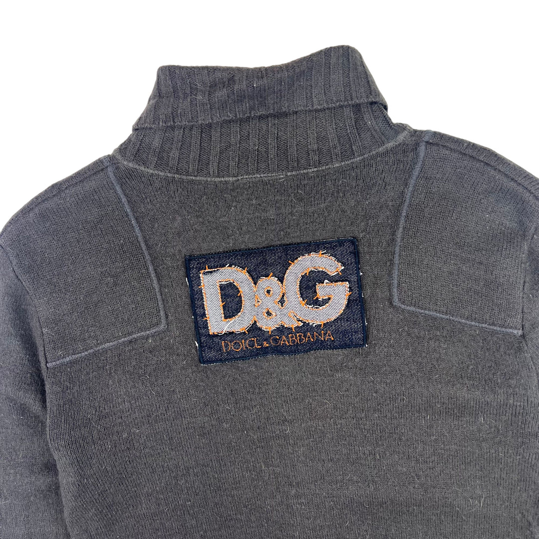 Vintage Dolce & Gabbana Zip-Up Knit Sweater Grey