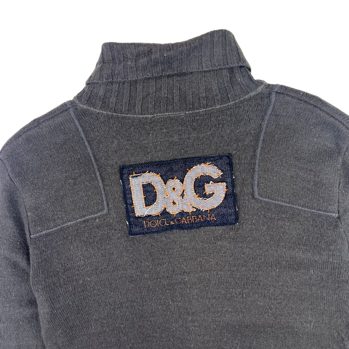 Vintage Dolce & Gabbana Zip-Up Knit Sweater Grey