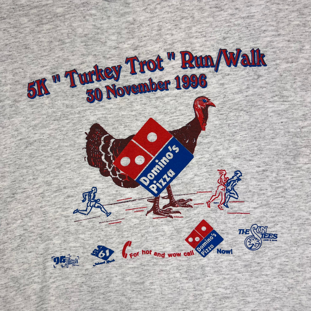 Vintage 1996 Domino's Pizza Turkey Trot Hanes Heavyweight Graphic T-shirt Grey