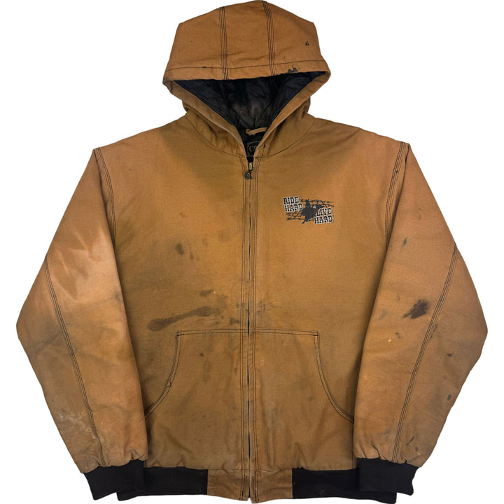 Cowboy Hardware 'Ride Hard Live Hard' Distressed Workwear Active Jacket Brown