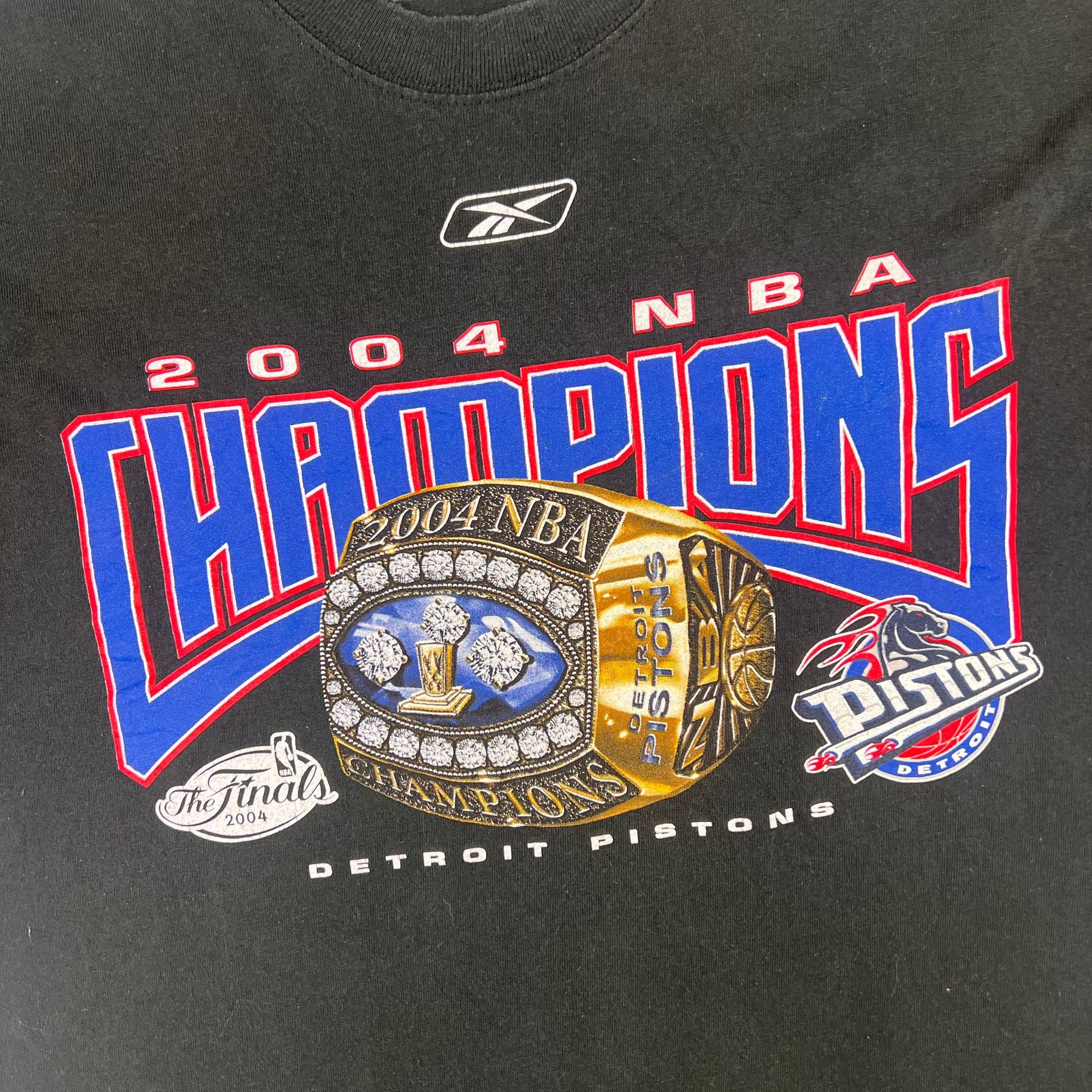 Reebok 2004 NBA Championship Ring Detroit Pistons Graphic T shirt Black Bring It Back