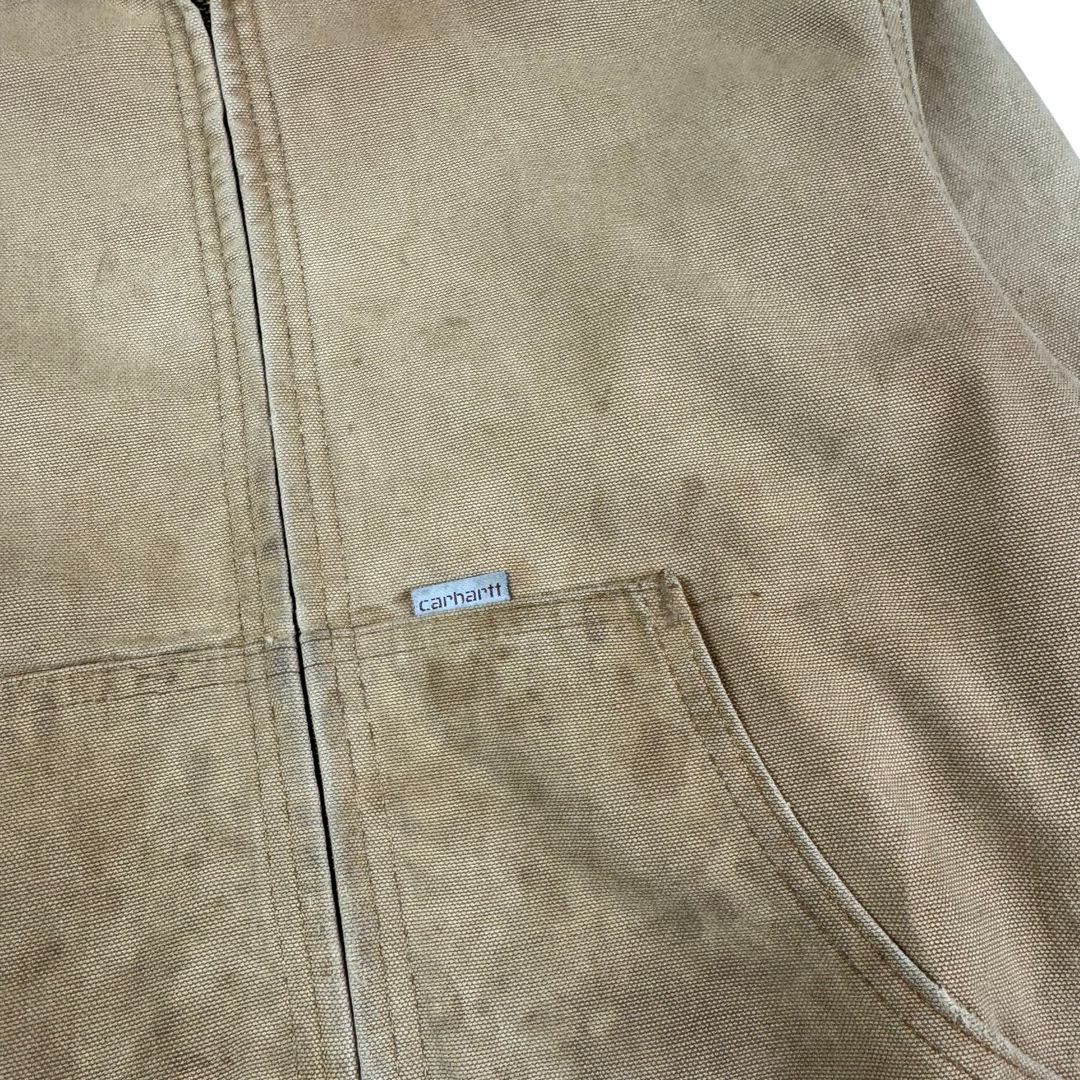 Vintage 80's Carhartt Active Hooded Workwear Jacket Beige