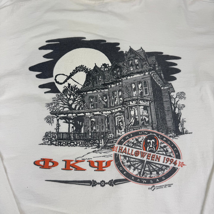 Vintage Fruit of the Loom 90's Long Sleeve Graphic T-Shirt White