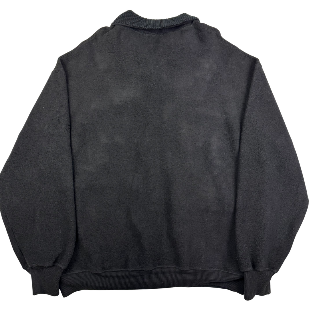 Stone Island 80's Script Fleece Button-Up Jacket Black Rare