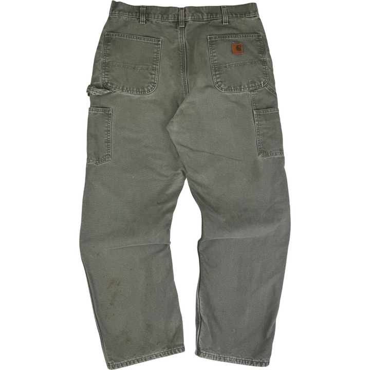 Carhartt Flannel Lined Carpenter Workwear Trousers Green