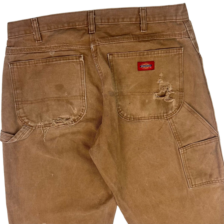Dickies Carpenter Workwear Distressed Trousers Brown