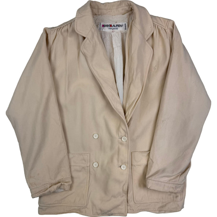 Saint Laurent Paris Rive Gauche Double-Breasted Blazer Jacket Beige