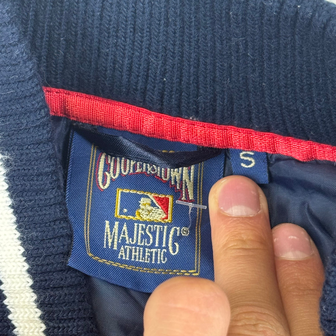 Vintage Majestic Cooperstown Boston Red Sox MLB Varsity Jacket Navy Red