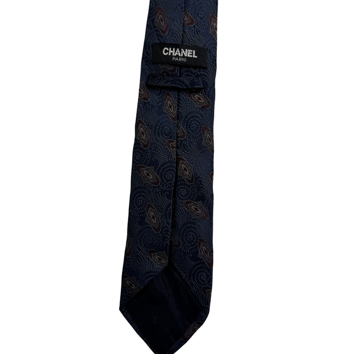 Chanel Paisley Silk Tie Blue
