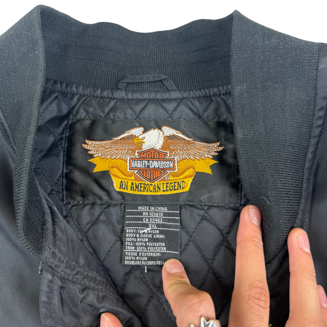 Harley Davidson Full-Zip Bomber Embroidered Jacket Black