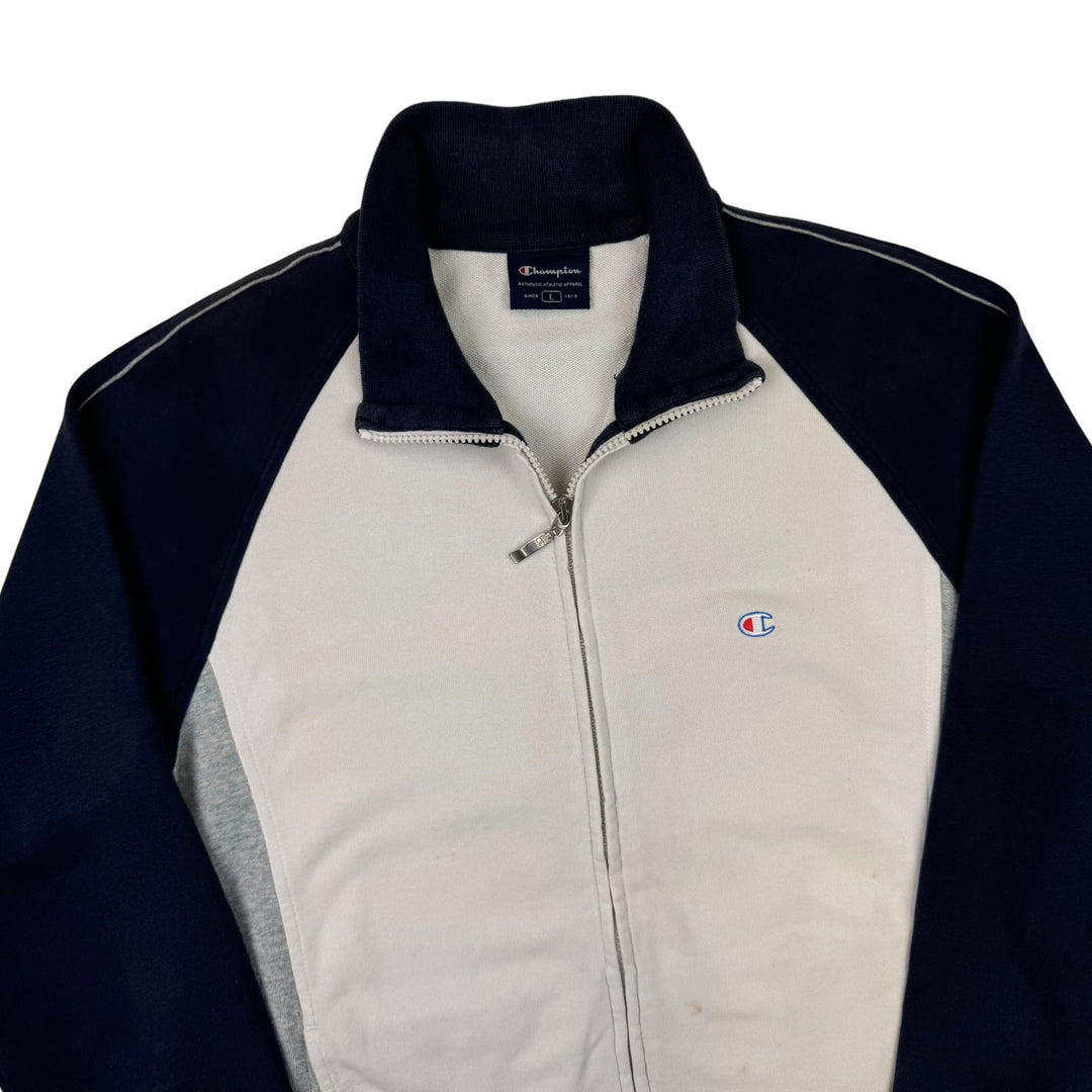 Champion Full-Zip Sweatshirt Navy White Grey