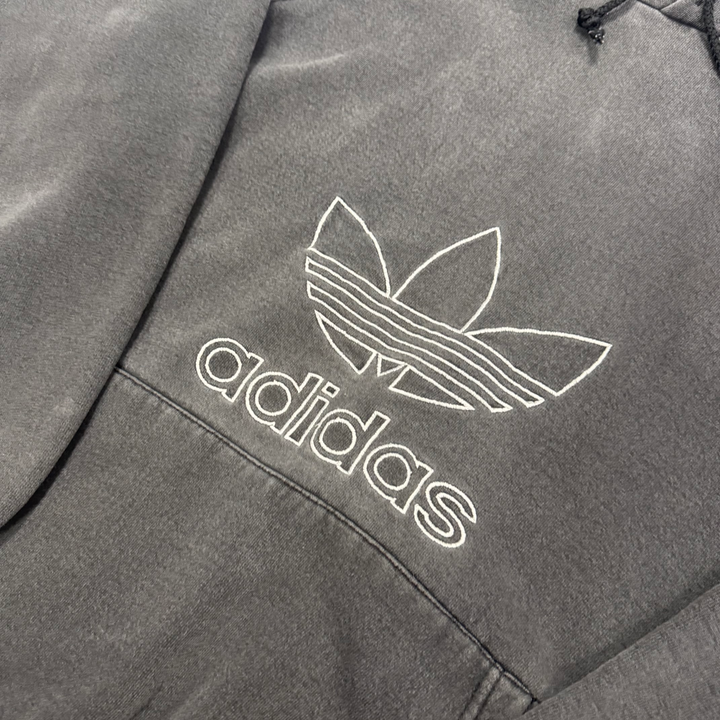 Vintage 90'S Adidas Trefoil Logo Pullover Hoodie Faded Black