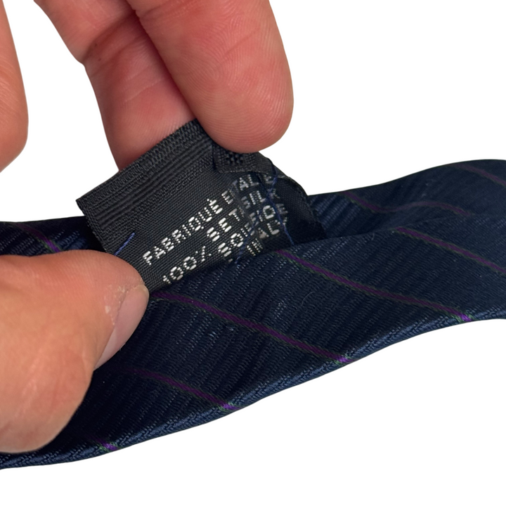Chanel Striped Silk Tie Navy