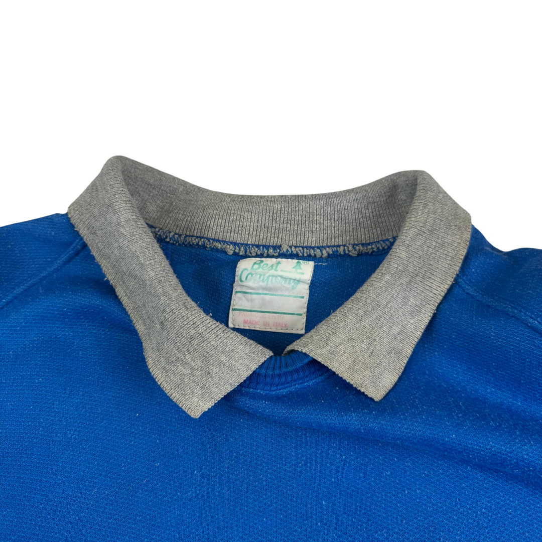 Vintage Best Company 90's Collared Sweatshirt Blue