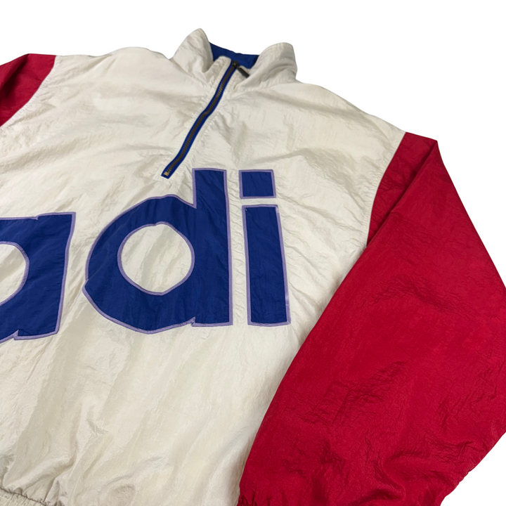 Adidas 90's Quarter-Zip Logo Pullover Track Jacket Red Blue
