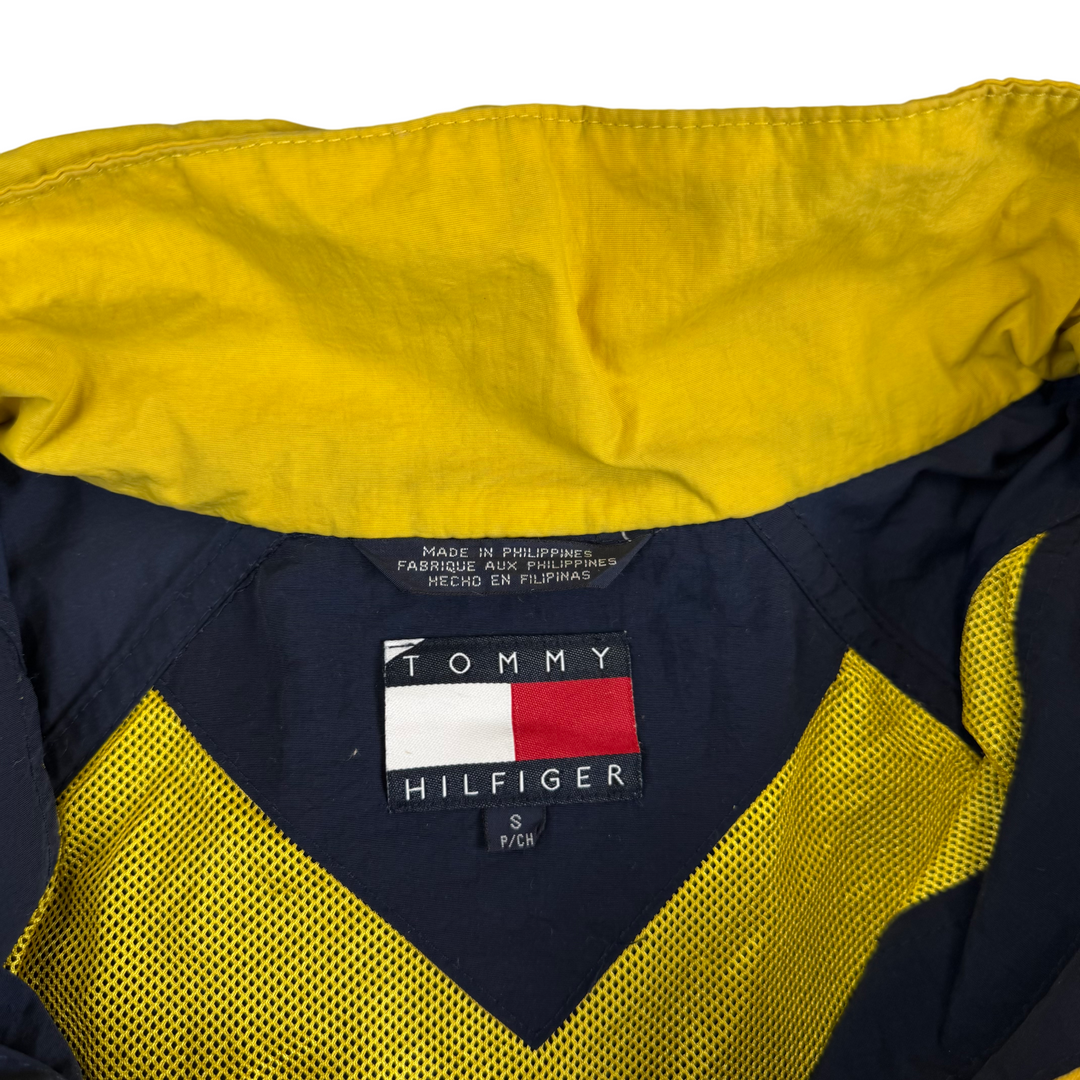 Tommy Hilfiger 90's Hooded Anorak Sailing Jacket Navy Yellow