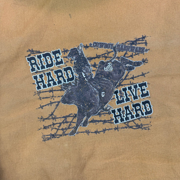 Cowboy Hardware 'Ride Hard Live Hard' Distressed Workwear Active Jacket Brown