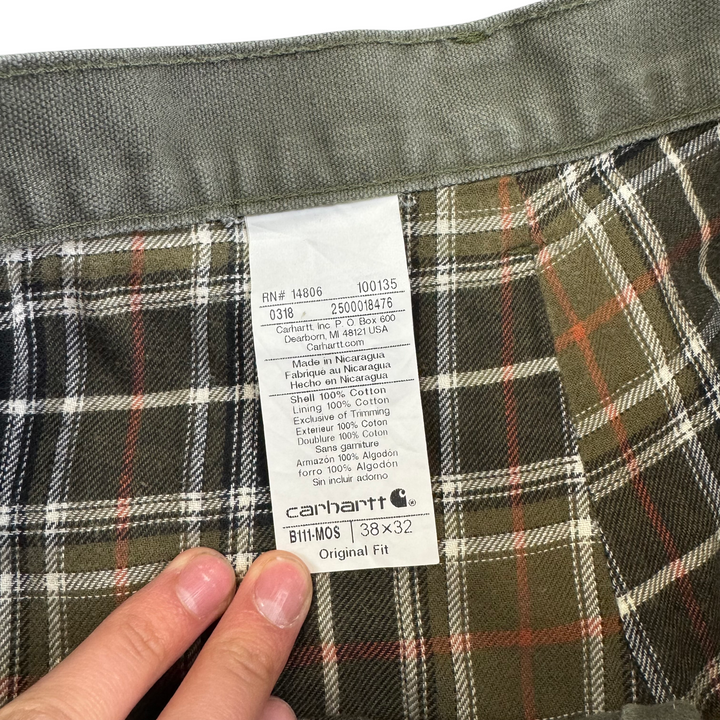 Carhartt Flannel Lined Carpenter Workwear Original Fit Trousers Green