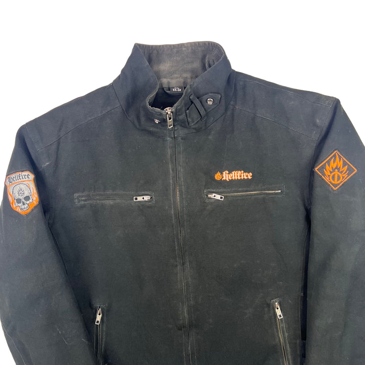Hellfire Motorcycle Denim Bomber Jacket Black