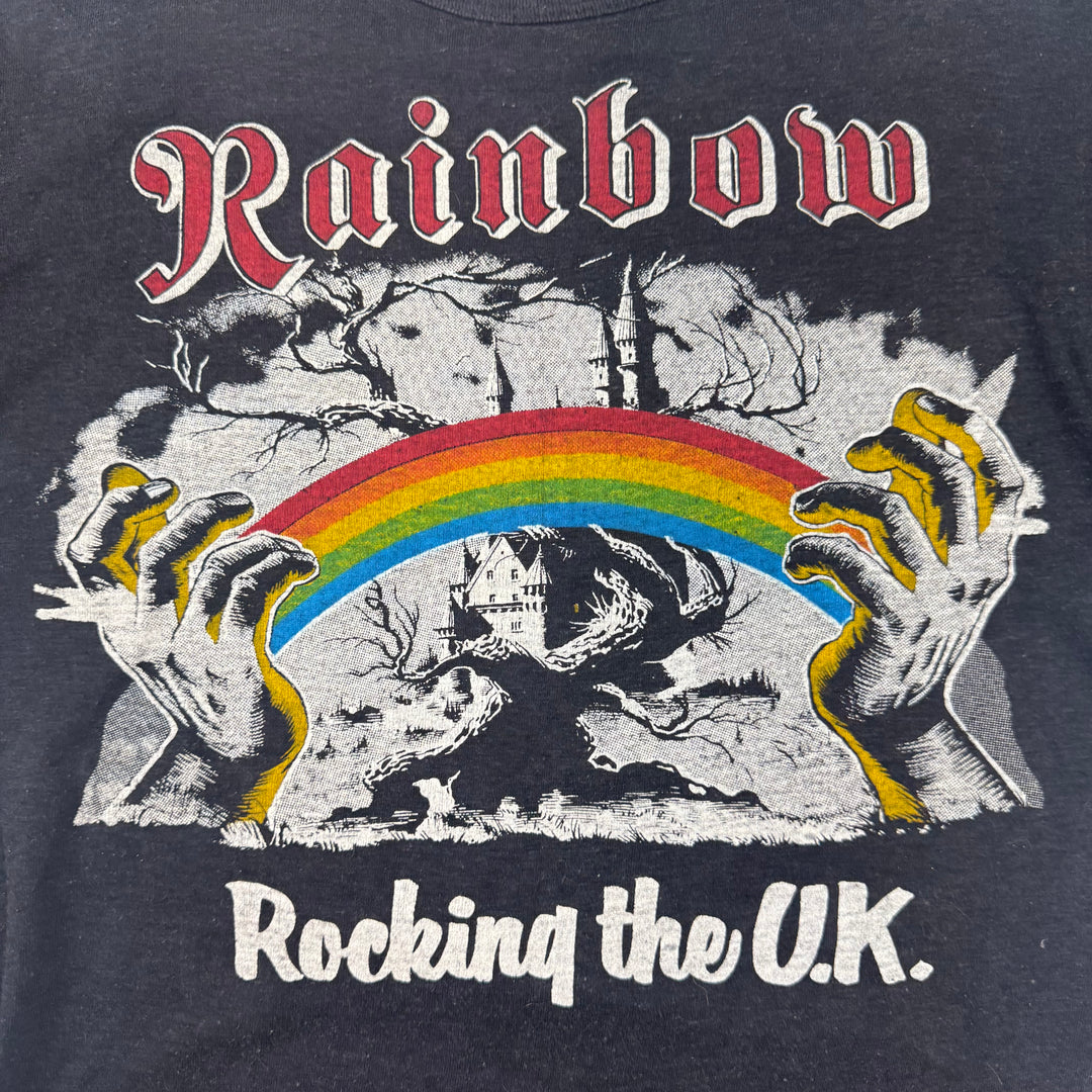 Vintage 80's Rainbow Difficult to Cure Tour Band T-Shirt Black