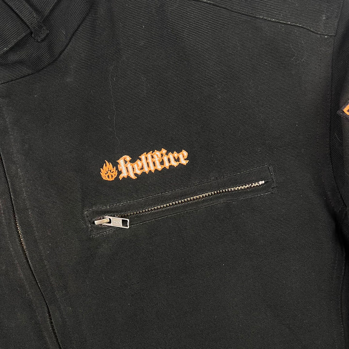 Hellfire Motorcycle Denim Bomber Jacket Black
