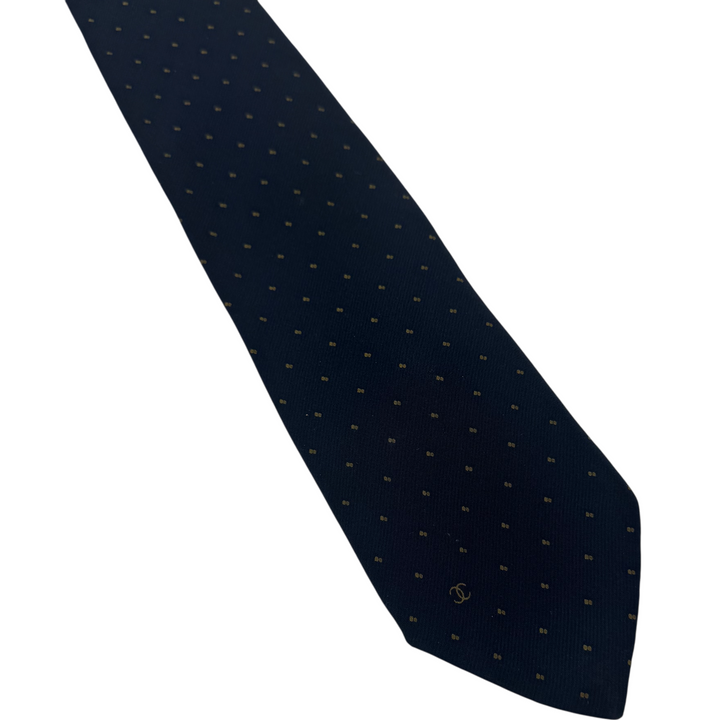 Chanel Polka Dot Silk Tie Navy