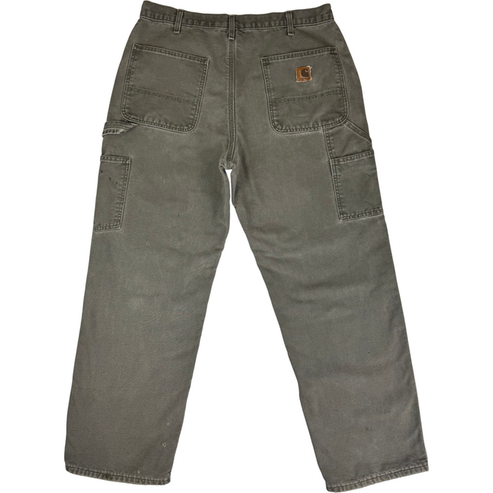 Carhartt Flannel Lined Carpenter Workwear Trousers Green