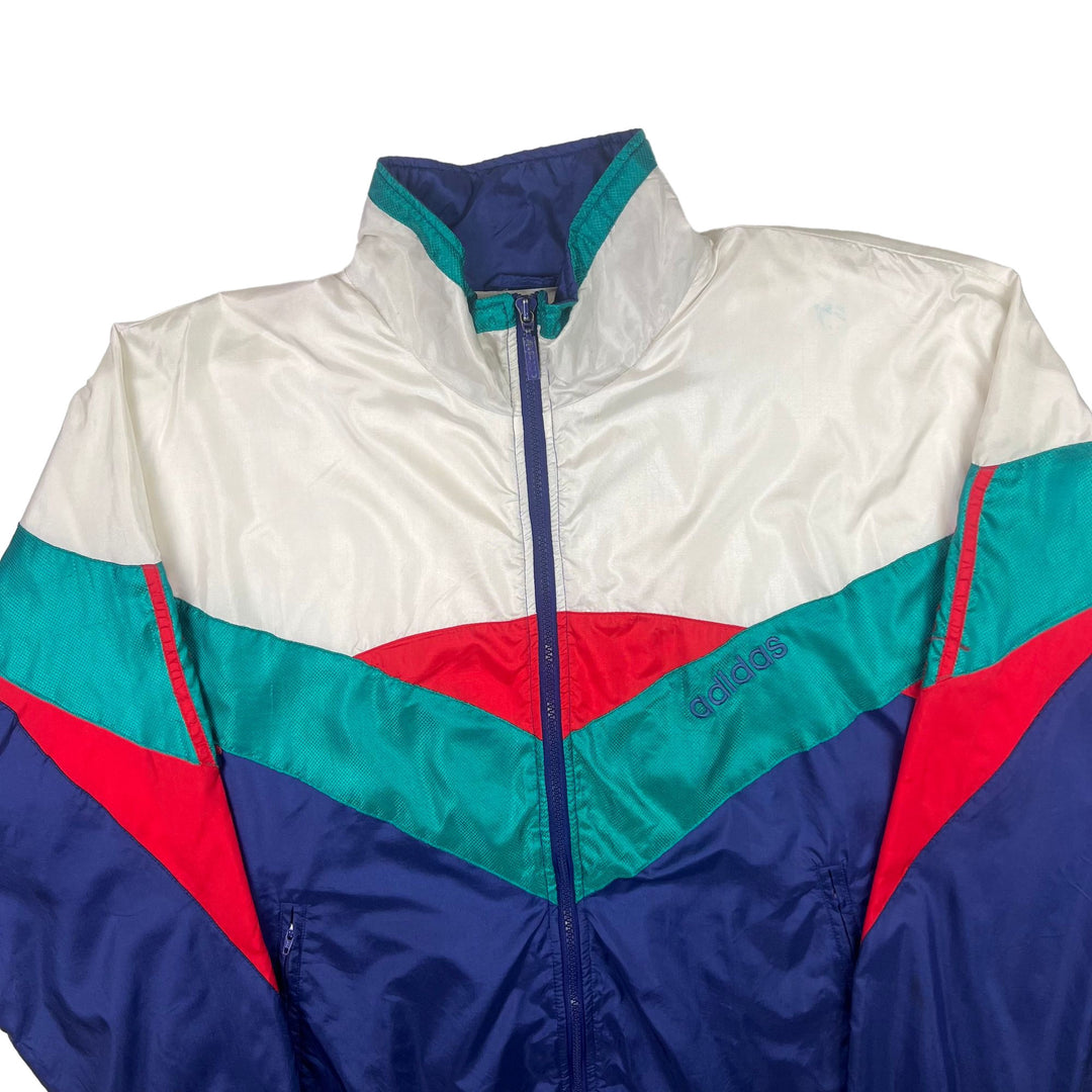 Vintage 80's Adidas Colourblock Track Jacket White Red Navy