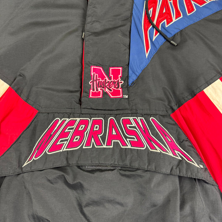Vintage Starter 90s Nebraska Huskers NCAA Patriots Custom Pullover Pro Sport Jacket Black Red